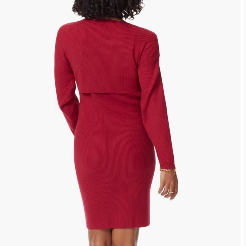 Sam Edelman Allie Cherries Jubilee long sleeved cropped sweater & midi dress med - Picture 3 of 16